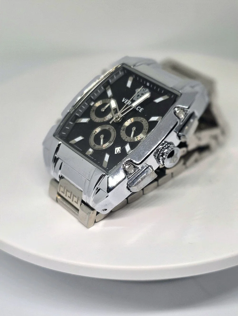 Versace Dominus Quartz Black Dial Date Sub-Sec Men's Watch (Refurbished)